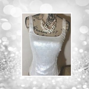 Shimmering White Sequined Giorgio Armani Cami